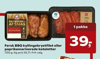 SuperBrugsen Fersk BBQ kyllingebrystfilet eller paprikamarinerede koteletter tilbud