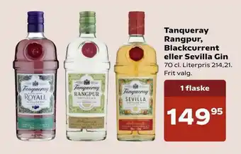 SuperBrugsen Tanqueray Rangpur, Blackcurrent eller Sevilla Gin tilbud