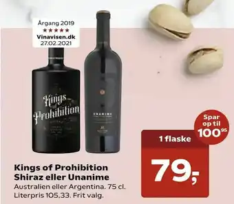 SuperBrugsen Kings of Prohibition Shiraz eller Unanime tilbud