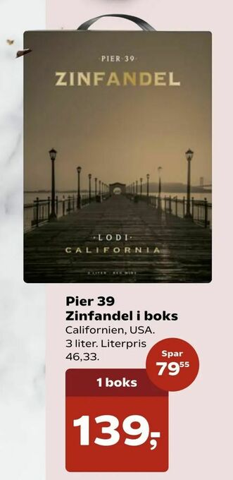 SuperBrugsen Pier 39 Zinfandel i boks tilbud