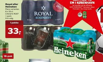 SuperBrugsen Royal eller Heineken tilbud