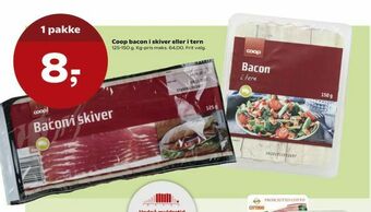 SuperBrugsen Coop bacon i skiver eller i tern tilbud