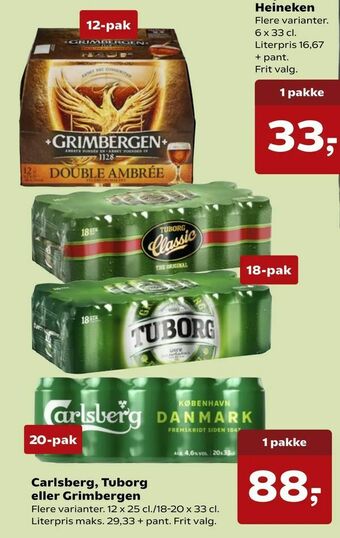 SuperBrugsen Carlsberg, Tuborg eller Grimbergen tilbud