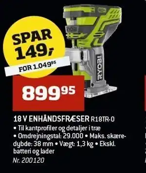 18 V enhåndsfræser