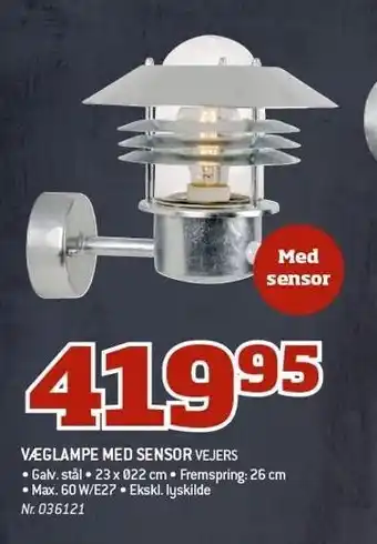 Væglampe med sensor