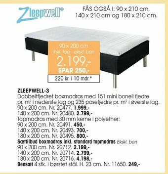 Daells Bolighus Sættilbud boxmadras inkl. standard topmadras tilbud