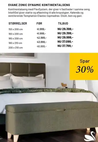 Drømmeland Svane Zonic Dynamic Kontinentalseng tilbud
