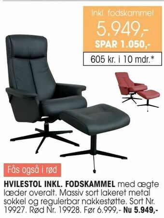 Daells Bolighus Hvilestol inkl. fodskammel tilbud