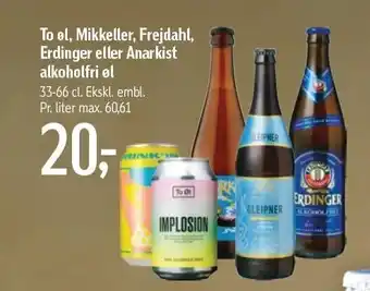 Føtex To øl, Mikkeller, Frejdahl, Erdinger el. Anarkist alkoholfri øl tilbud