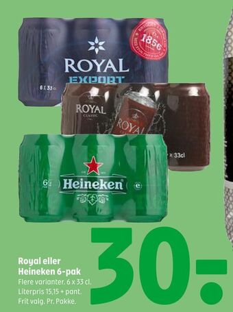 Coop 365 Royal eller Heineken 6-pak tilbud