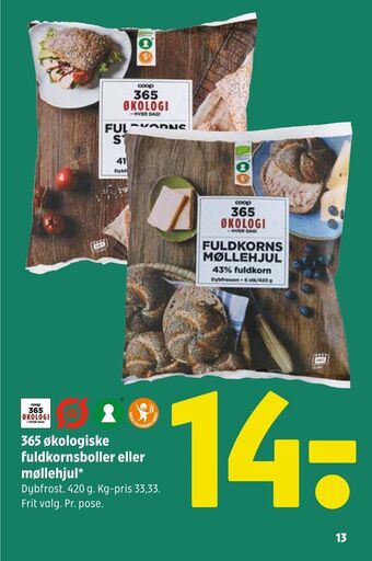 Coop 365 365 økologiske fuldkornsboller eller møllehjul tilbud