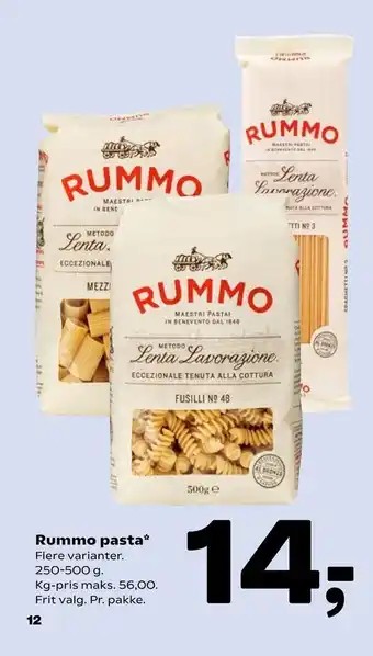 Fakta Rummo pasta tilbud