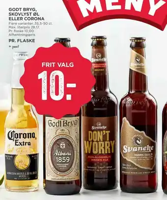 MENY Godt bryg, skovlyst øl eller corona tilbud