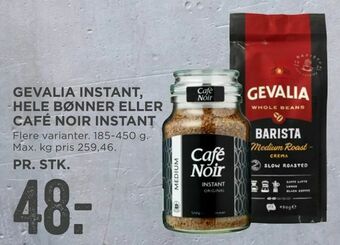 MENY Gevalia instant, hele bønner eller café noir instant tilbud