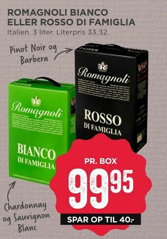 MENY Romagnoli bianco eller rosso di famiglia tilbud