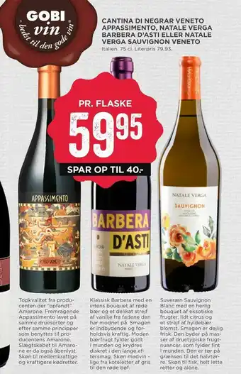 MENY Cantina di negrar veneto appassimento, natale verga barbera d'asti eller natale verga sauvignon veneto tilbud