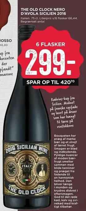 MENY The old clock nero d'avola sicilien 2016 tilbud