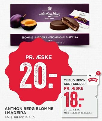 MENY Anthon berg blomme i madeira tilbud