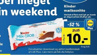 Lidl Kinder mælkesnitte tilbud