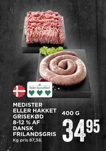 MENY Medister eller hakket grisekød 8-12 % af dansk frilandsgris tilbud