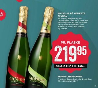 MENY Mumm champagne tilbud