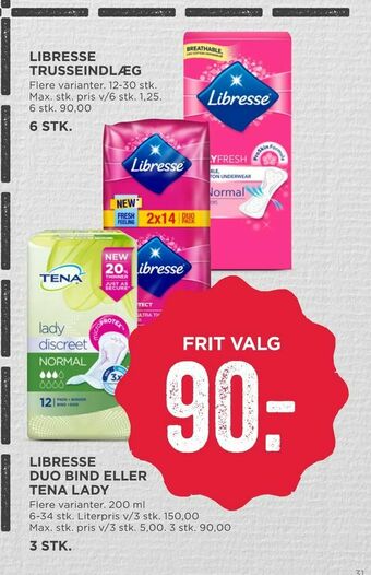 MENY Libresse duo bind eller tena lady tilbud