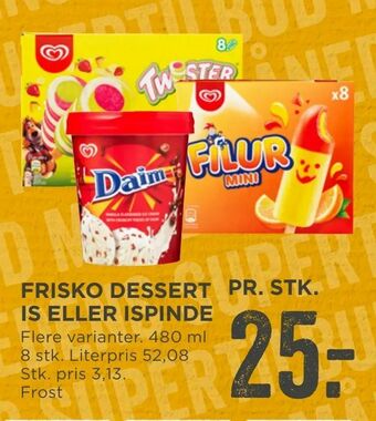MENY Frisko dessert is eller ispinde tilbud
