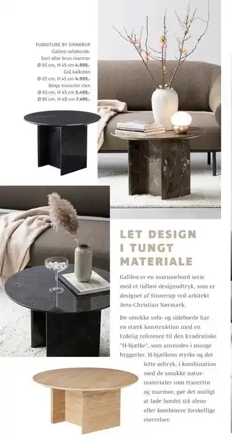 Sinnerup FURNITURE BY SINNERUP Galileo sofaborde. Sort eller brun marmor tilbud