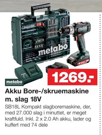 Bauhaus Akku Bore-/skruemaskine m. slag 18V tilbud