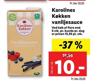 Lidl Karolines Køkken vaniljesauce tilbud