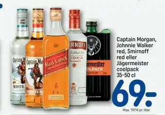REMA 1000 Captain Morgan, Johnnie Walker red, Smirnoff red eller Jägermeister coolpack tilbud