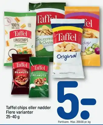 REMA 1000 Taffel chips eller nødder tilbud