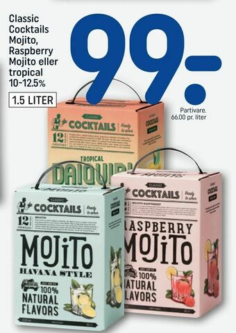 REMA 1000 Classic Cocktails Mojito, Raspberry Mojito eller tropical 10-12,5% tilbud