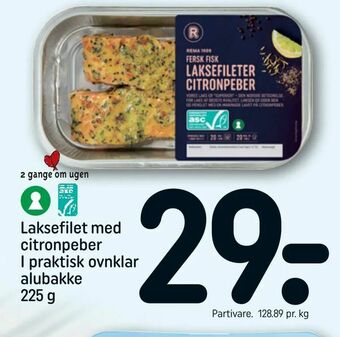 REMA 1000 Laksefilet med citronpeber I praktisk ovnklar alubakke tilbud