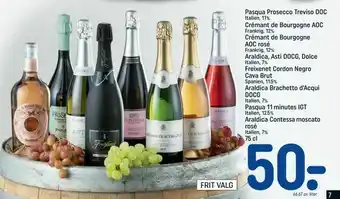 Pasqua Prosecco Treviso DOC, Crémant de Bourgogne AOC, Crémant de Bourgogne AOC rosé, Araldica, Asti DOCG, Dolce, Freixenet C