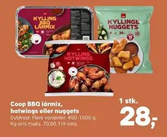 Coop BBQ lårmix, hotwings eller nuggets