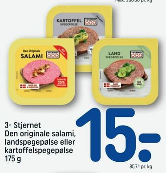 3- Stjernet Den originale salami, landspegepølse eller kartoffelspegepølse