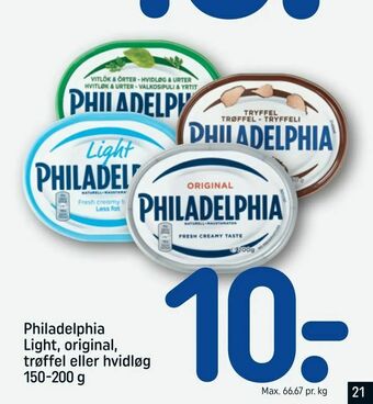 REMA 1000 Philadelphia Light, original, trøffel eller hvidløg tilbud