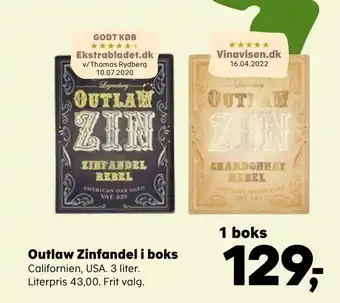 Kvickly Outlaw Zinfandel i boks tilbud