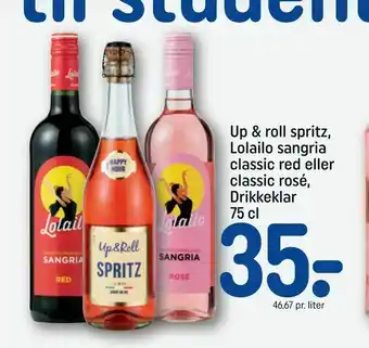 REMA 1000 Up & roll spritz, Lolailo sangria classic red eller classic rosé, Drikkeklar tilbud