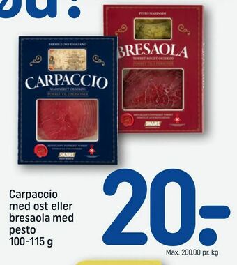 REMA 1000 Carpaccio med ost eller bresaola med pesto tilbud