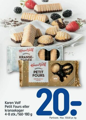 REMA 1000 Karen Volf Petit Fours eller kransekager tilbud