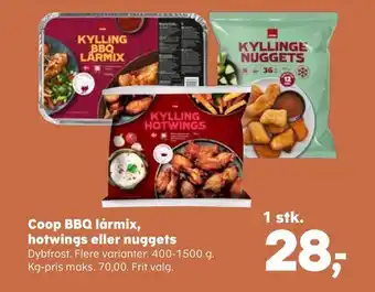 SuperBrugsen Coop BBQ lårmix, hotwings eller nuggets tilbud