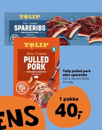 SuperBrugsen Tulip pulled pork eller spareribs tilbud