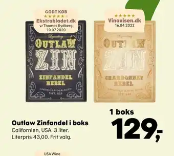 SuperBrugsen Outlaw Zinfandel i boks tilbud