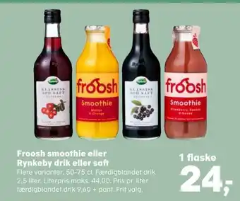 SuperBrugsen Froosh smoothie eller Rynkeby drik eller saft tilbud