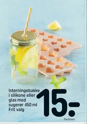 Isterningebakke i silikone eller glas med sugerør