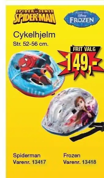 Harald Nyborg Spiderman el. Frozen cykelhjelm tilbud