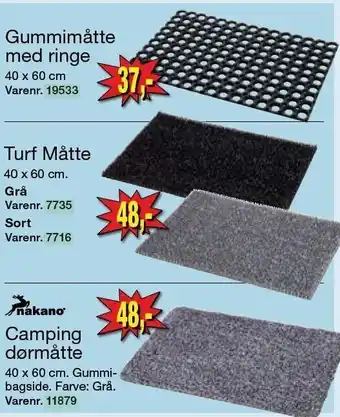 Harald Nyborg Gummimåtte m. ringe, Turf Måtte el. Camping dørmptte tilbud