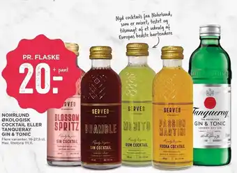 MENY Nohrlund økologisk cocktail el. Tanqueray gin & tonic tilbud